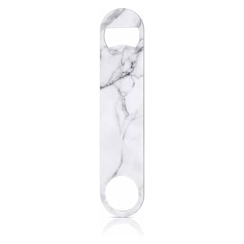 TASDANA Marble Stainless Bottle Opener Black White and Gray Marble Sanstone Modern Pattern Flat Beer Bottle Opener Keychain Cover