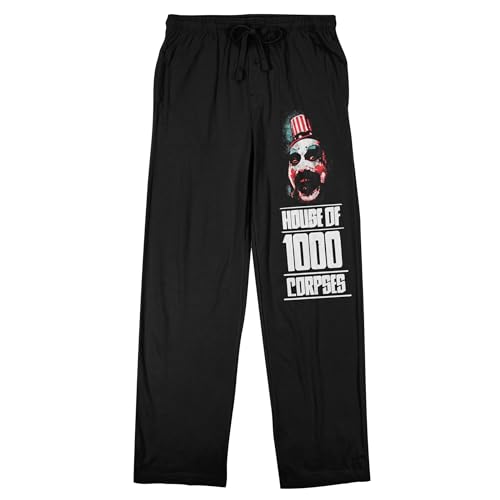 Bioworld House of 1,000 Corpses Title and Scary Clown Men's Black Sleep Pants