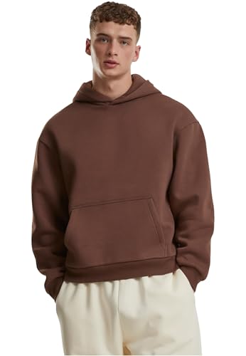 Urban Classics Fluffy Hoody, casual hoodie voor heren, oversized fit, maten S-5XL, Chocolatebrown, S