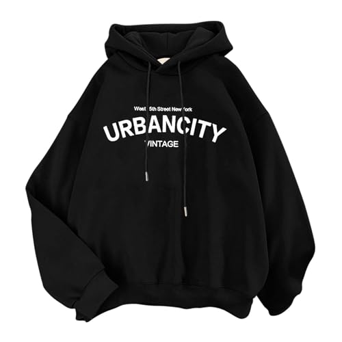 Image of Generisch Women's Cute Sweatshirt Long Sleeve Hoodie Cotton Pullover Tops for Teenager Clothing, black, XXL