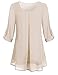 Cestyle Tunics For Women To Wear With Leggings, Ladies Peasant Blouses Tiered Chiffon Long Sleeve Tunic Maternity Prime Trapeze Pintucked Comfy Casual Wear Cozy Swing Shirt Form Fitting Beige XL