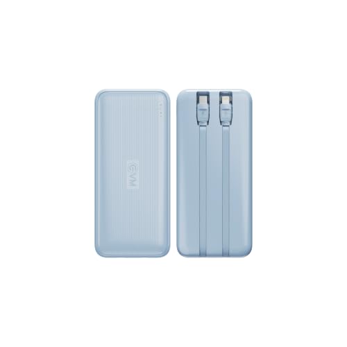 Image of EVM EnConnect Plus 20000mAh Power Bank | 22.5W PD & PPS Fast Charging | Built-in Type-C & Lightning Cables | USB-A & Type-C Output | Android, Pocket Size | 2 Year Warranty(EVM-P0506-Misty Blue)