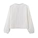 Womens French Fashion Versatile Hollow Embroidered Long Sleeved Top T Shirt Plus Button Down Shirt Women (White, L) Womans Clothing