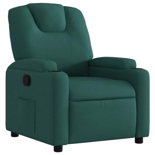 vidaXL Fauteuil Inclinable, Chaise de Relaxation avec Dossier, Siège avec Accoudoirs Rembourrés Salle de Séjour, Moderne, Vert Foncé Tissu