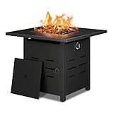 Shintenchi 30 inch Outdoor Propane Fire Pit 40,000 BTU Gas Fire Pit Table with Lid & Lava Rock, Waterproof Cover, Square Gas Firepit Table for Garden/Patio, CSA Certification
