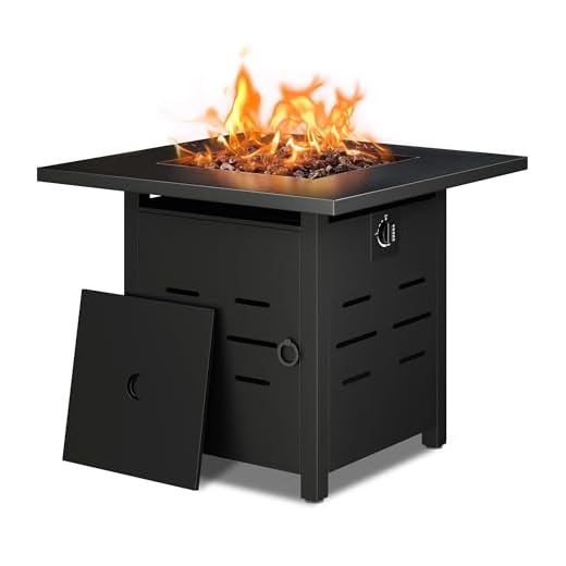 Shintenchi 30 inch Outdoor Propane Fire Pit 40,000 BTU Gas Fire Pit Table with Lid & Lava Rock, Waterproof Cover, Square Gas Firepit Table for Garden/Patio, CSA Certification