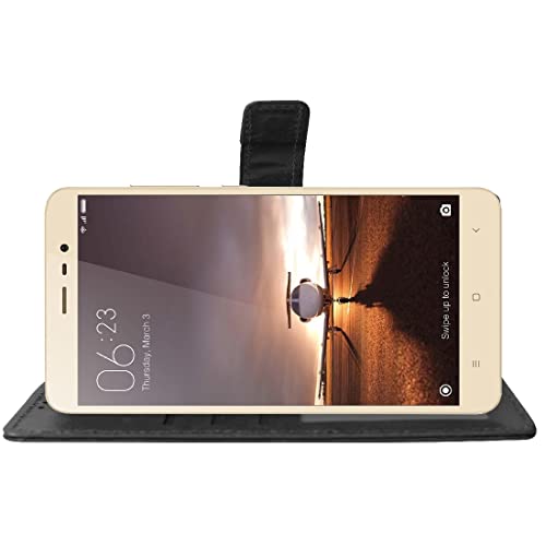 Image of Flip Cover Back Case for Mi Redmi Note 3 | Premium Leather Finish | Inbuilt Pockets & Stand | Flip Cover Back Case for Mi Redmi Note 3 (Black)