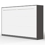 SMARTBett Standard 120x200cm Horizontal Antracita/Blanco | Cama Abatible, Cama De Pared, Cama Plegable, Cama Oculta