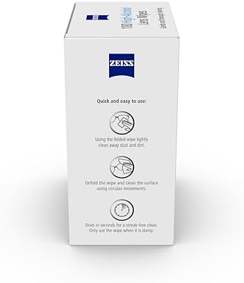 Zeiss 100CT : Zeiss Pre-Moistened Lens Cloths Wipes (100CT), White, (OMEL-EZ-PN-6717949)