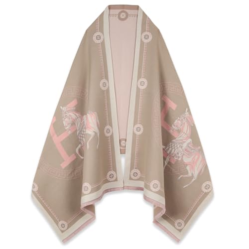 EXTREE Scarfs for Women Pashmina Silky Shawl Wrap for Evening Dressing Blanket Open Front Poncho Cape