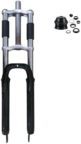 CDHPOWER Bicycle Black Fork 26" and 1 1/8" Headset Combo- Triple Tree Suspension Fork w/Double Shoulder-Gas Motorized Bike