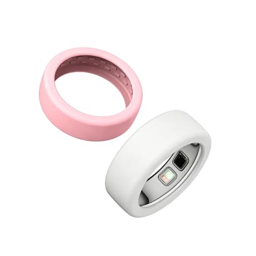 Happyep Silicone Ring Protector for Oura Ring 5 2-Pack Soft Anti-Scratch Sleeve Lightweight & Comfortable Smart Ring Covers (pink+white S6-9)