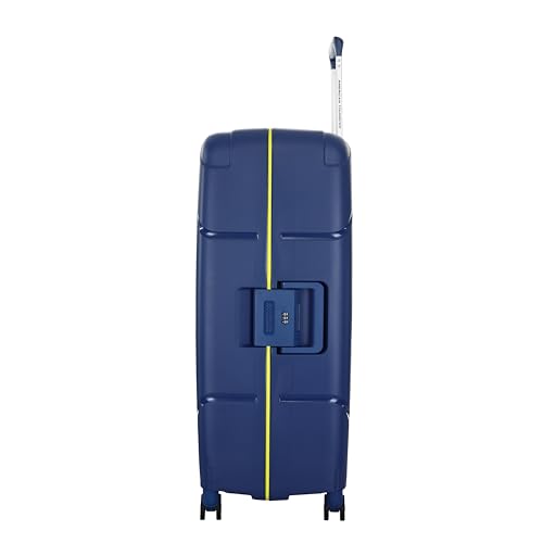 Image of American Tourister Polycarbonate Material Circurity Max 77 cm Small Hardside Cabin Suitcase with Xtrasecu 3-Point Locking System & Double Spinner 8 Wheels for Unisex - Deep Blue