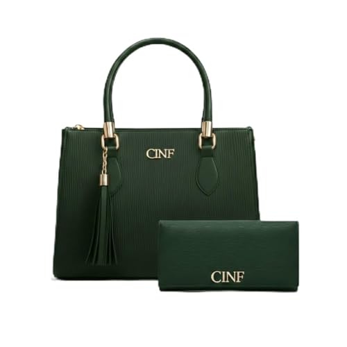 Bolsa Feminina Média de Ombro + Carteira Kit Com 2 Peças (Verde Militar)