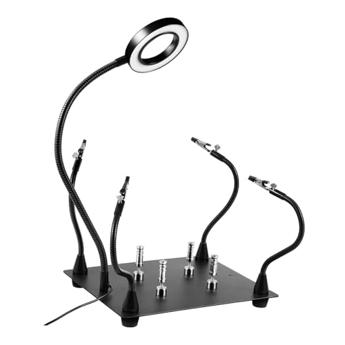 Cabilock Welding Table Kit Clamps and Flexible Arms Lighted Circuit Board Repairing Station for Enhanced Visibility and Stability During Soldering Tasks