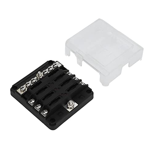 Aramox Painel de fusíveis, bloco de fusíveis de 6 vias 1 em 4 fora 100A 12-24V LED indicador de lâmi