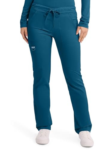 Cherokee Unisex Scrub Pants for Men & Women Tapered Leg Drawstring 4 Pocket Medical Uniform Easy Care 2-Way Stretch - WW020, M Short, Caribbean Blue