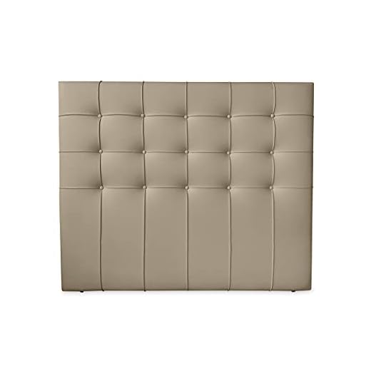 DUÉRMETE ONLINE 160 x 120 cm (Cama de 150) Cabecero Roma con Acolchado Botones | Tapizado en Polipiel de Alta Gama | Medidas, Madera, Beige