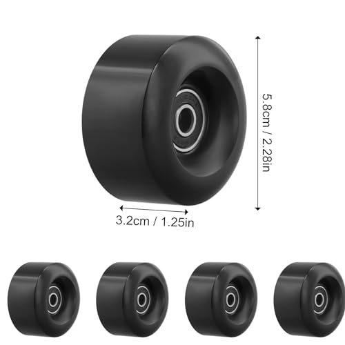 4 Stück Quad-Skate-Ersatz, Inline Skate Teile Räder, Skateboard Rollen 58*32mm, Quad Rollschuhe Ersatz Rollen, PU Räder mit Lagern, Longboard Rollen für Außen Innen Doppel Skating Skateboard (Schwarz)