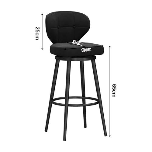 Tabouret de bar pivotant confortable en velours résistant noir - 4