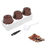 iTauyees Cápsulas Filtros de Café, 3 Piezas Cápsulas Filtros de Café Recargable Reutilizable para Cafetera Dolce Gusto (Trae Cuchara y Cepillo, Marrón)