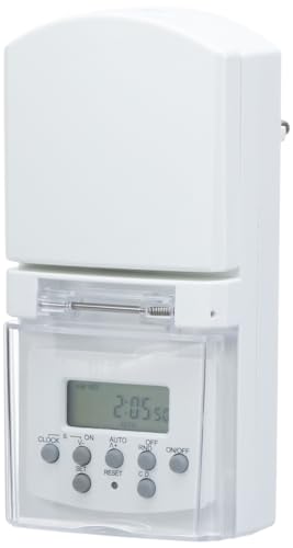 UNITEC Wochenzeitschaltuhr Mini mit digitaler Anzeige für den Außenbereich inkl. Kinderschutz, weiß