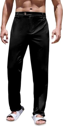 Runcati Herren Leinenhose Lang Leicht Baumwolle Hose Loose Fit Sommerhose Casual Freizeithose Sommer Strand Hosen Yoga Schwarz M Runcati Herren Leinenhose Lang Leicht Baumwolle Hose Loose Fit Sommerhose Casual Freizeithose Sommer Strand Hosen Yoga Schwarz M