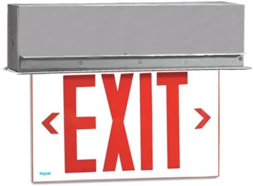 Beghelli Recessed LED Edgelit Exit Sign, Model: OL2HTLR1MCR