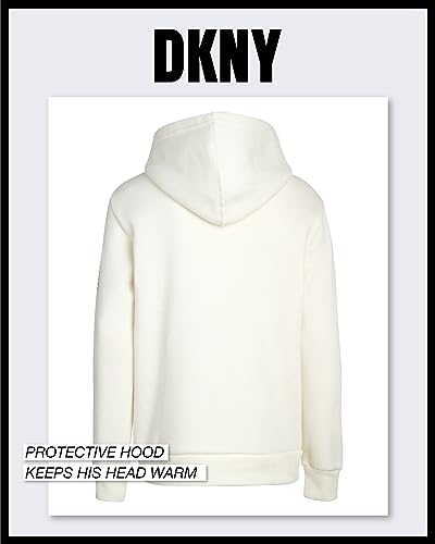 DKNY Moletom masculino – Moletom com capuz de lã (tamanho: P-GG), Off-white, M
