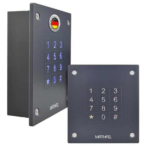 MATHFEL Elektronisches Türschloss mit Code aus Stahl Unterputz - Ideal für Haustür Garagentor & Nebeneingänge - Wetterfestes Codeschloss IP66 Normstahl Codetaster - Flexibel und Robust