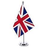 Britische Tischflagge, kleine Union Jack, Schreibtischflagge, Miniatur-Flagge des Vereinigten Königreichs, rot-weiß-blaue Flagge, Dekorationen mit Standfuß für Festival-Feier