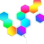 TECKNET Hexagon LED Lights,10 Pack RGB Gaming Hex Wall Light Panels Sync to Music,Smart Lights with APP & Remote & Wired Control for Room Bar Bedroom Home Gaming Room Decor Present