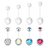 NIUSIMAN 14G Clear Belly Button Rings, Bioflex Plastic Bar Belly Ring, Curved Barbell Navel Piercings Retainers for Work Surgery