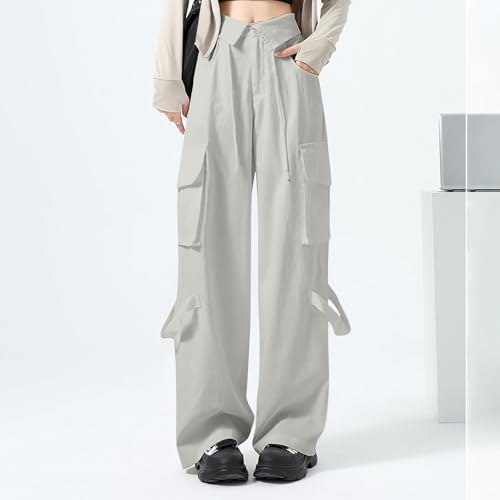 Double-Layer Folded Waist Casual Pants for Women 2024 Hot Girl Style Slim Stretchy Flared Trousers Y2K Streetwear4
