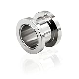 [HSP] フレッシュトンネル ボディピアス サージカルステンレス 金属アレルギー対応 ホール 00G (10mm) メンズ レディース シルバー ネジ式 耳たぶ