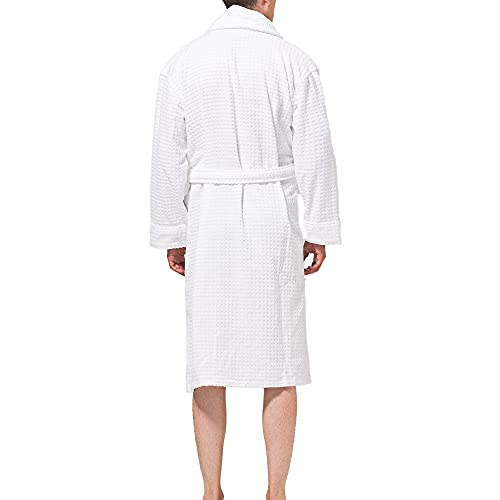 Alpine Swiss Dario Mens Luxury Waffle Knit Cotton Bathrobe Shawl Collar Hotel Spa Robe2