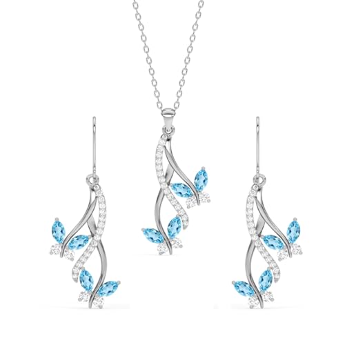 Clara 925 Silver Butterfly Pendant Earring Chain Bracelet Ring for Women | Rakhi for Bhabhi | Jewellery Set | Platinum Plated | Swiss Zirconia | Gift 