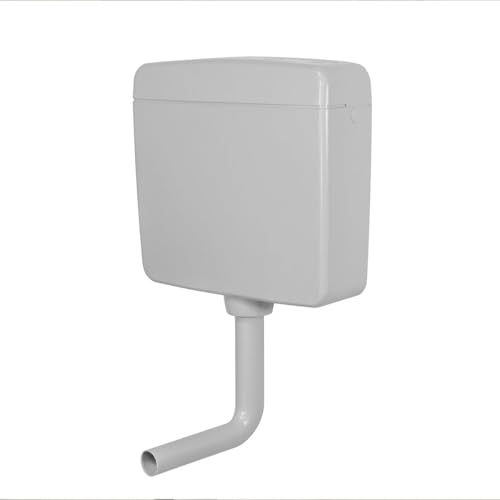 Belvit Cassetta di risciacquo per WC, 3 – 9 l, in Manhattan, grigio silenzioso e a risparmio energetico, con funzione start-stop, collegamento a 3 posizioni, set completo