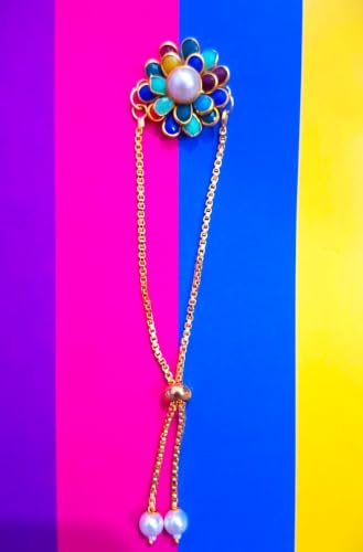 Image of Elegant Traditional Gold Plated /Rakhi Combo Of 1 Piece for Men and Women /brother /sister /bhabhi Kundan Stone combo set (Same as Shown In Image)