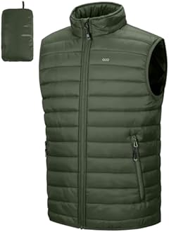 33,000ft Men's Lightweight Gilet, Packable Quilted Puffer Padded Vest Outerwear, Body Warmer Windproof Sleeveless Jacket for Golf Running Hiking Horse Riding