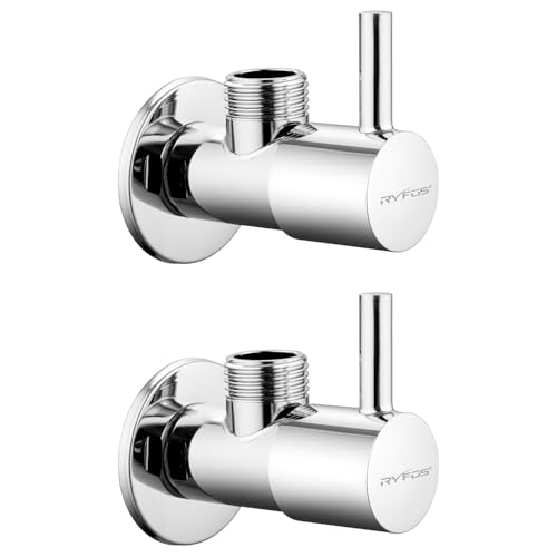 Image of India's 1st Lifetime Support Brand, R4005AV, SS-304 Grade Angle Valve | Angle Cock for Bathroom With Wall Flange | Valve for Geyser | Bathroom Tap | (Chrome Finish, 2-Piece)