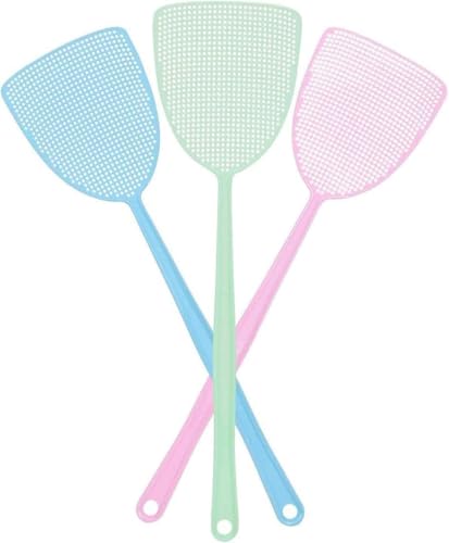 MAKINGTEC 3 Pack Plastic Colorful Fly Swatters with Sturdy and Flexible Manual Grips 3 Colors