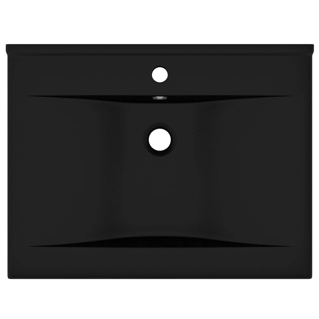 Red Cup Living vidaXL - Lavabo de lujo con orificio para grifo (cerámica, 60 x 46 cm), color negro