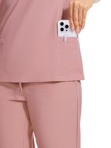 image for COZYFIT Scrubs for Women Set - Stretch V-Neck Scrub Top & Jogger Pant 