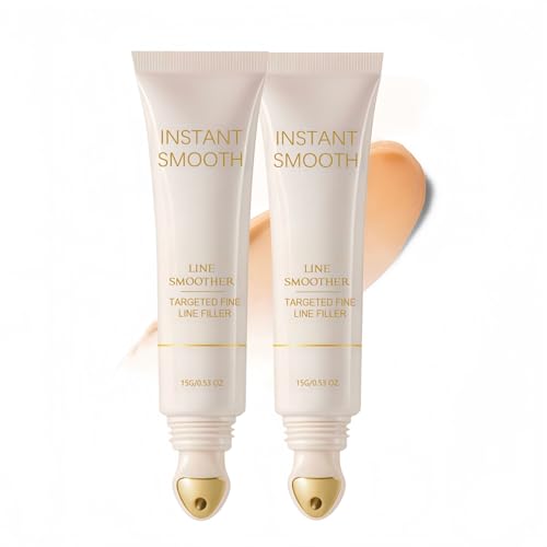 Line Smoother Primer for Wrinkles & Pores, instant smooth line smoother Targeted Fine Line Filler, Tinted Makeup Primer with Vitamin C & Niacinamide, Smoothing Face Primer for Mature Skin (2)