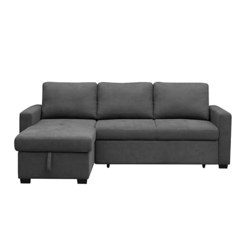Acomoda Textil - Sofá Chaise Longue Convertible en Cama con Arcón de Almacenaje. Estructura de Madera, Asientos Acolchados y Tapizado Resistente Moderno para Salón y Hogar. (Paton, Gris)