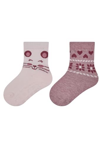 Sterntaler Lot de 2 paires de chaussettes en ABS motif chat, rose clair, 23-24