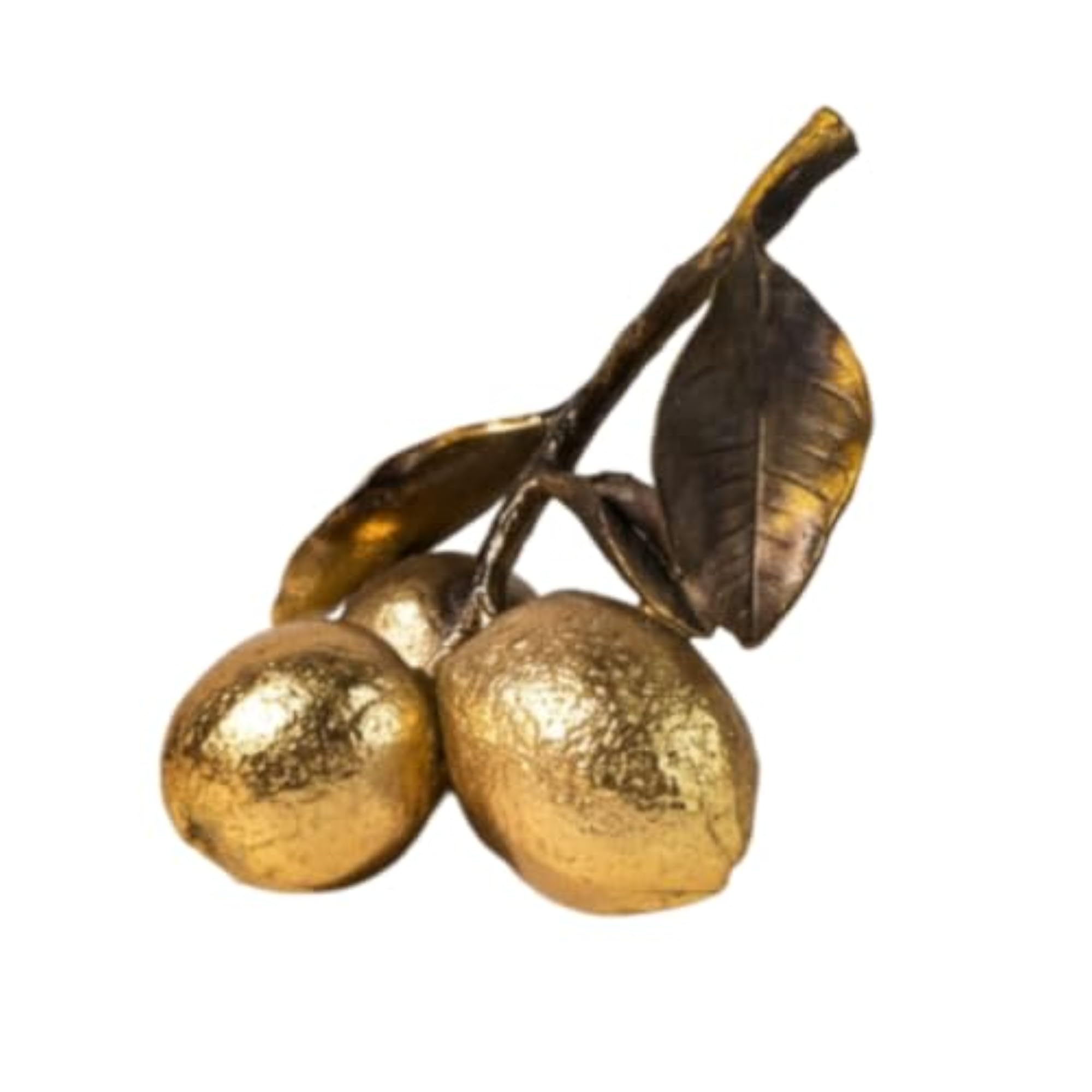Gold Lemon Ornament, Lustrous Tabletop Decorative Piece