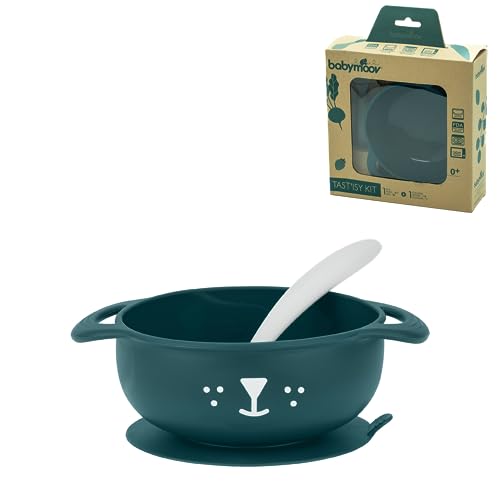 Image of Babymoov TAST'ISY Baby Feeding Set, BPA-Free Certified Non Toxic Silicone Suction Bowl and Spoon (Microwave & Dishwasher Safe)