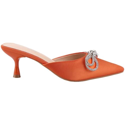 Women's Crystal Rhinestone Embellished Pointed Toe High Heels Mules Closed Toe Rhinestone High Heel Mules Slip-On Stiletto Backless Pumps Fashion Elegant Minimalist High Heels Spring Shoes Spring Break Easter Prom Heels2